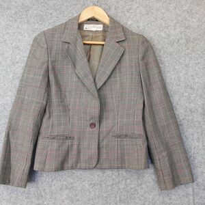 Vintage Houndstooth‎ Blazer Women Small Glen Check Plaid Cropped BERT NEWMAN USA